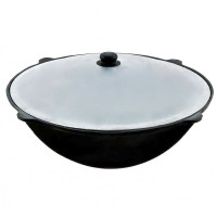 Uzbek cast iron cauldron 22 l round bottom
